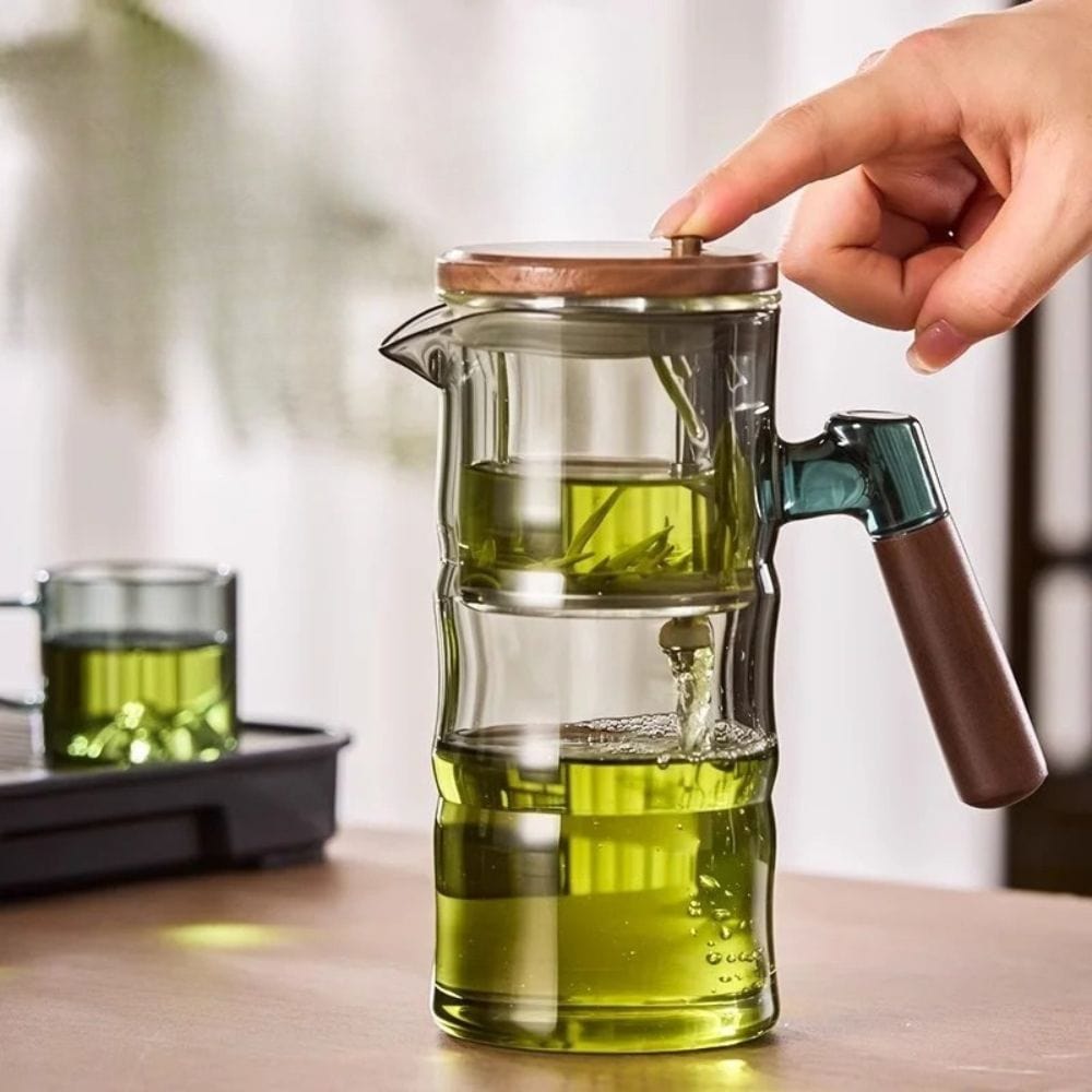 Théière en verre forme bambou avec filtre Set 500 ml