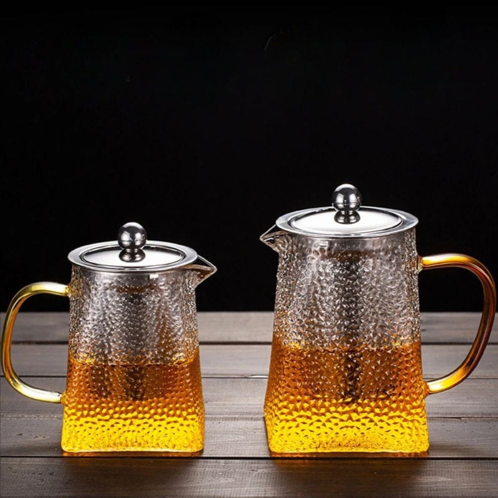 Théière en verre martelé 400 ml avec filtre inox intégré