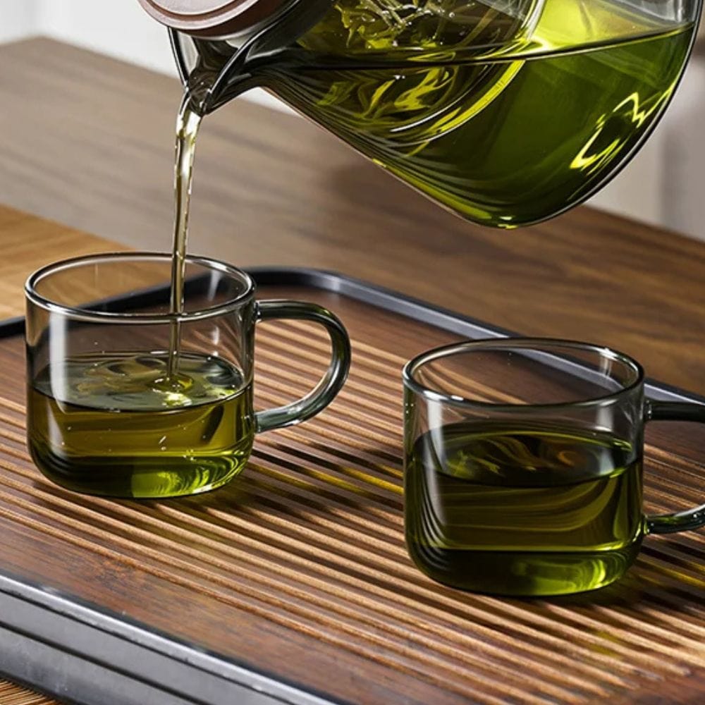 Théière individuelle à filtre intégré verre & noyer 650 ml