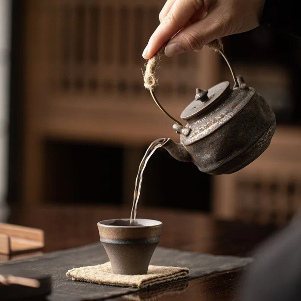 Théière japonaise en céramique émaillée 200 ml artisanale