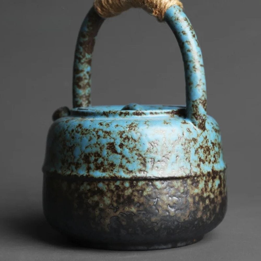Théière japonaise en grès 460 ml anse large et émaillage artisanal