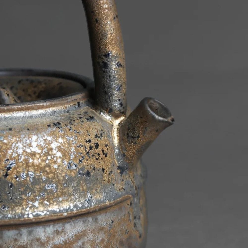 Théière japonaise en grès 460 ml anse large et émaillage artisanal