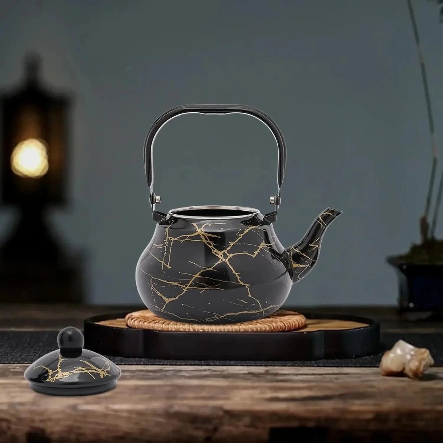 Théière vintage en émail 2L compatible induction & gaz