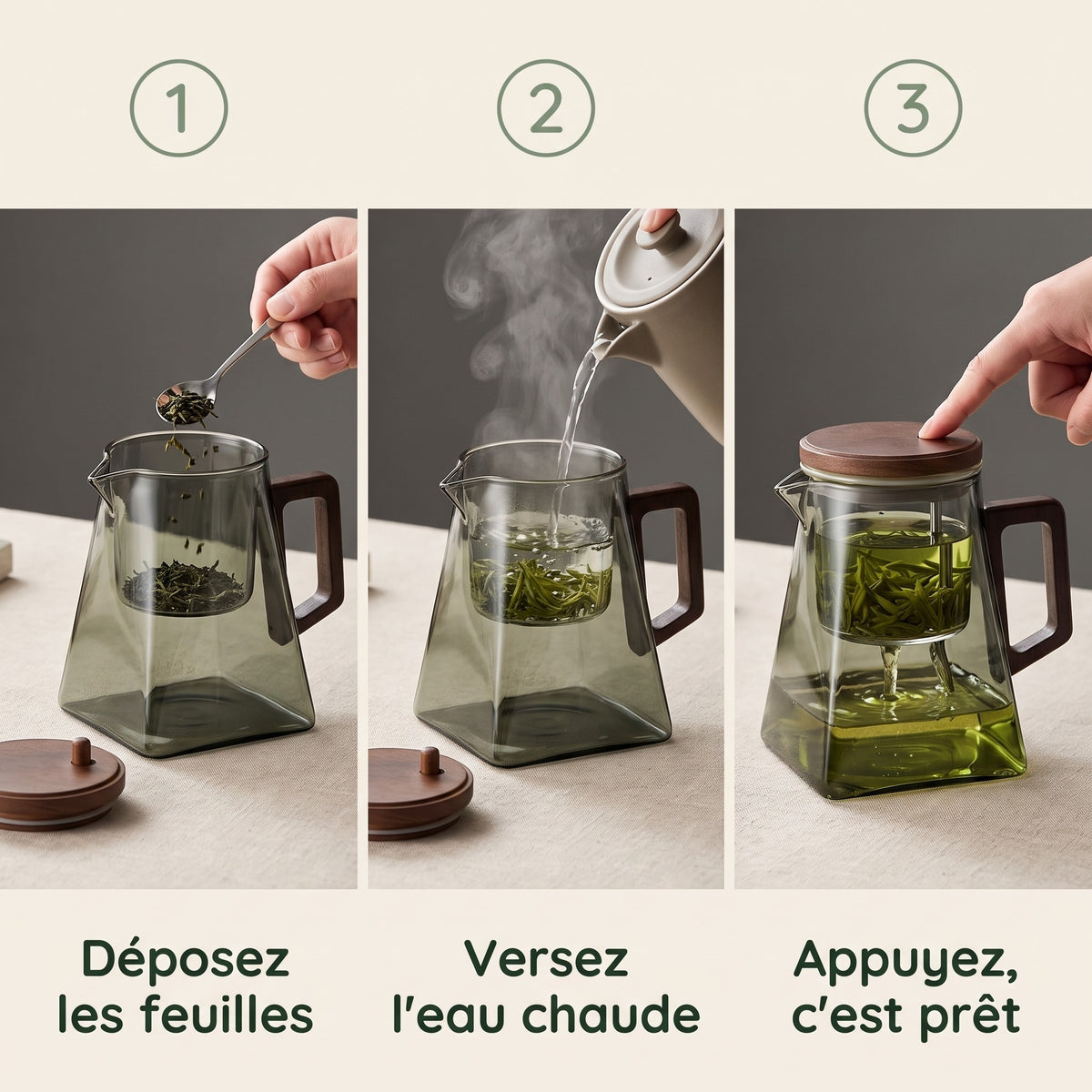 Théière flottante en verre Infuseur intégré
