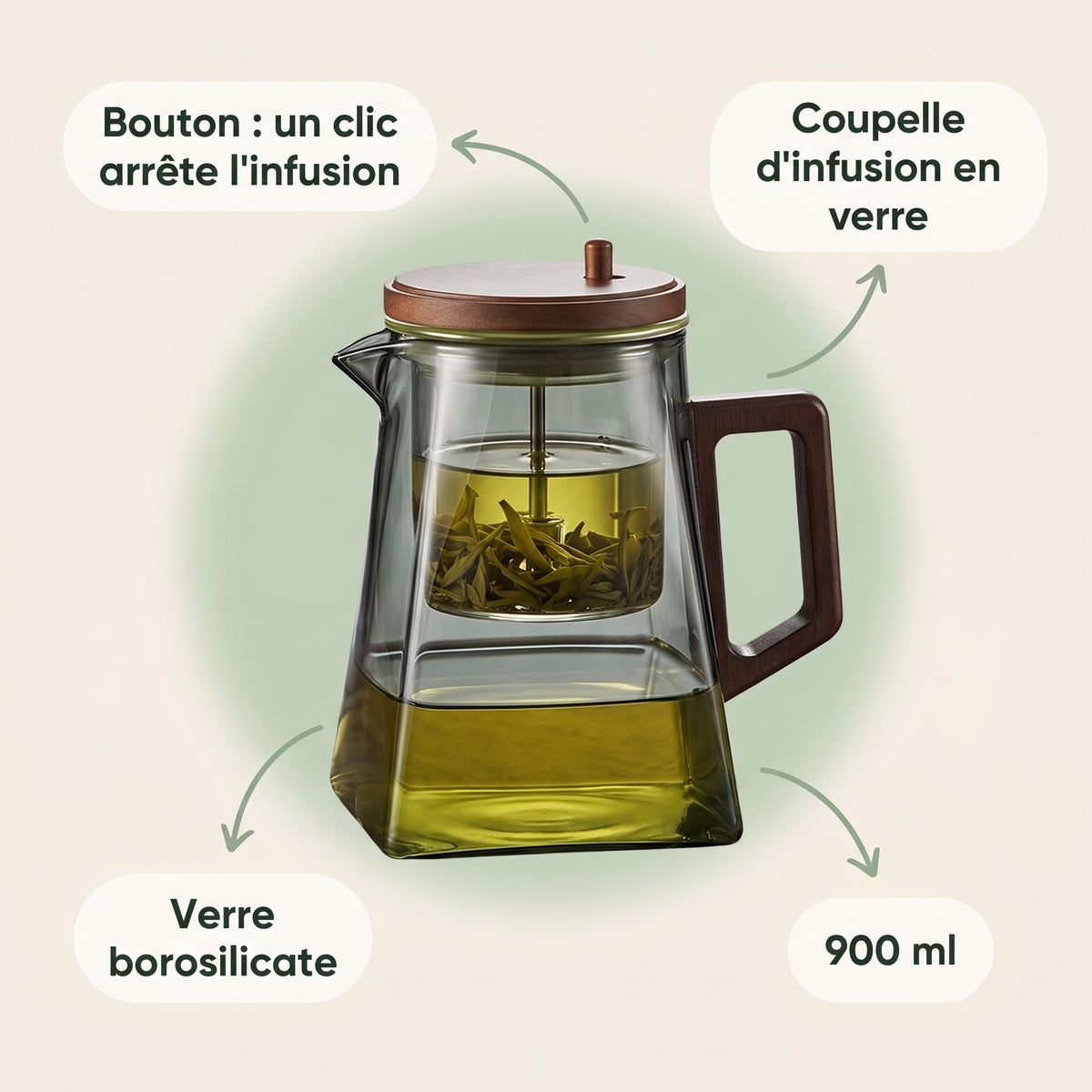 Théière flottante en verre Infuseur intégré