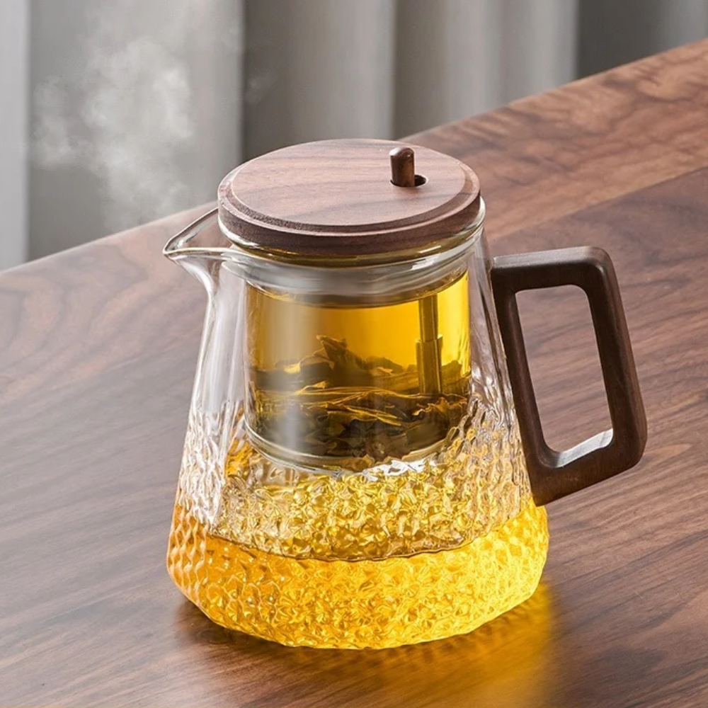 Théière en verre avec filtre couvercle magnétique