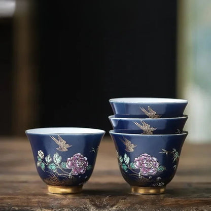 Tasse à thé en céramique dorée Gaiwan