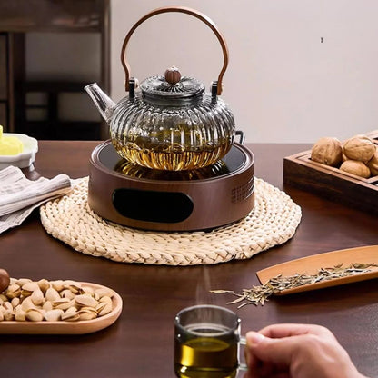 Théière en verre avec filtre vapeur design transparent