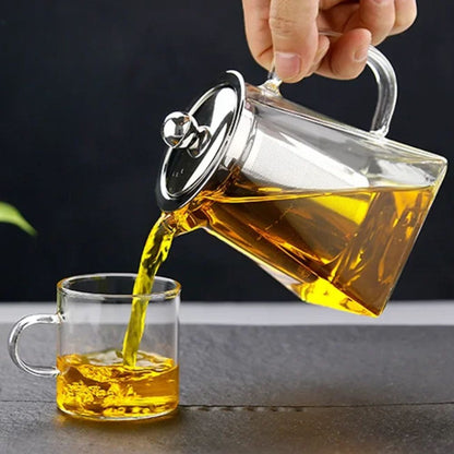 Théière en verre résistant à la chaleur filtre inox