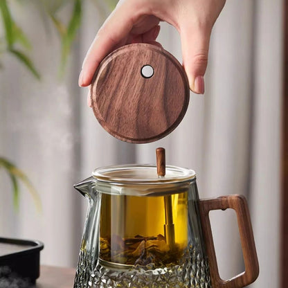 Théière en verre avec filtre couvercle magnétique