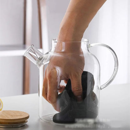 Théière en verre avec couvercle bambou