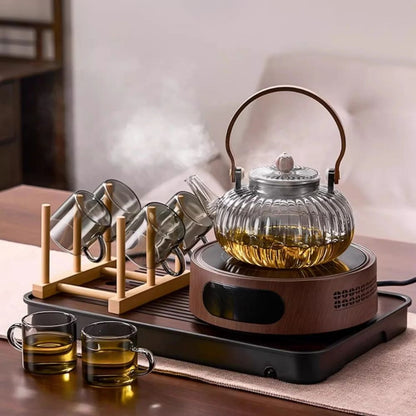 Théière en verre avec filtre vapeur design transparent