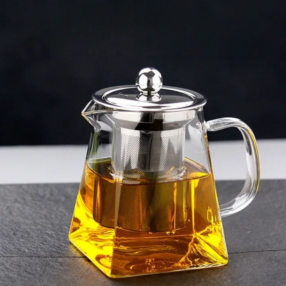 Théière en verre résistant à la chaleur filtre inox