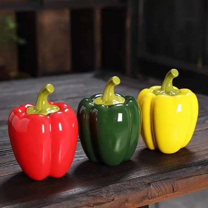 Boîte à thé en céramique forme piment ou fraise