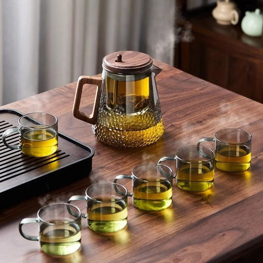 Théière en verre avec filtre couvercle magnétique