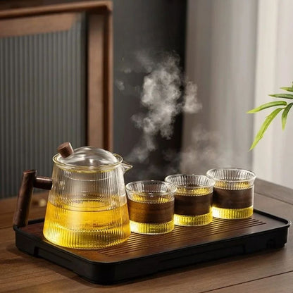 Théière en verre borosilicate couvercle bois