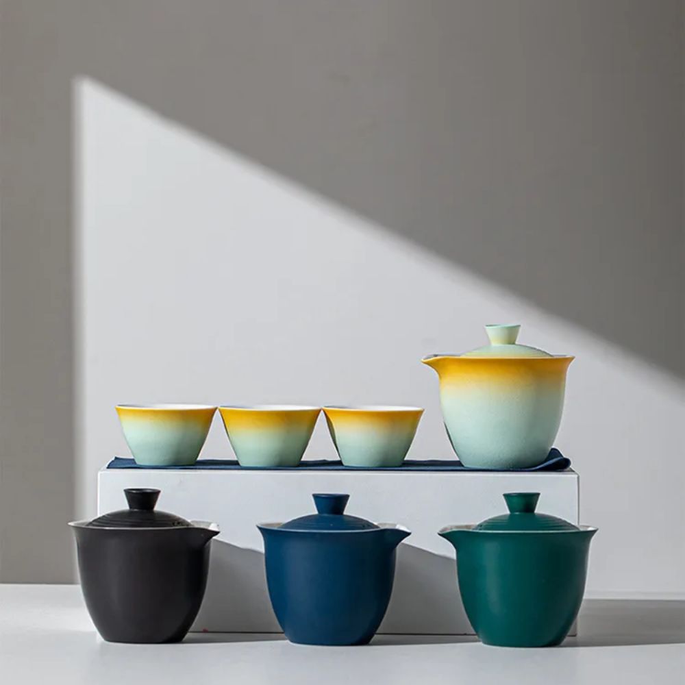 Service à thé portable en porcelaine céramique kit de voyage