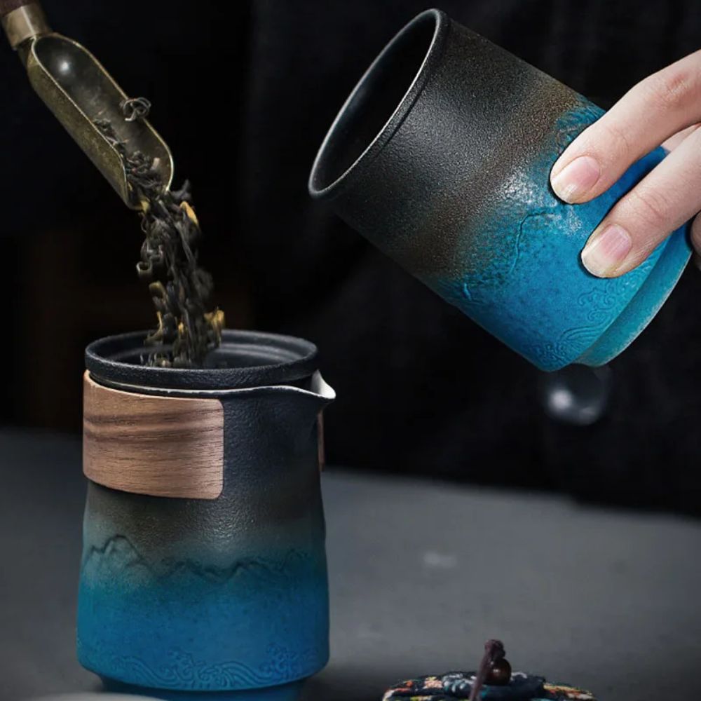 Boîte à thé en céramique vintage étanche artisanale