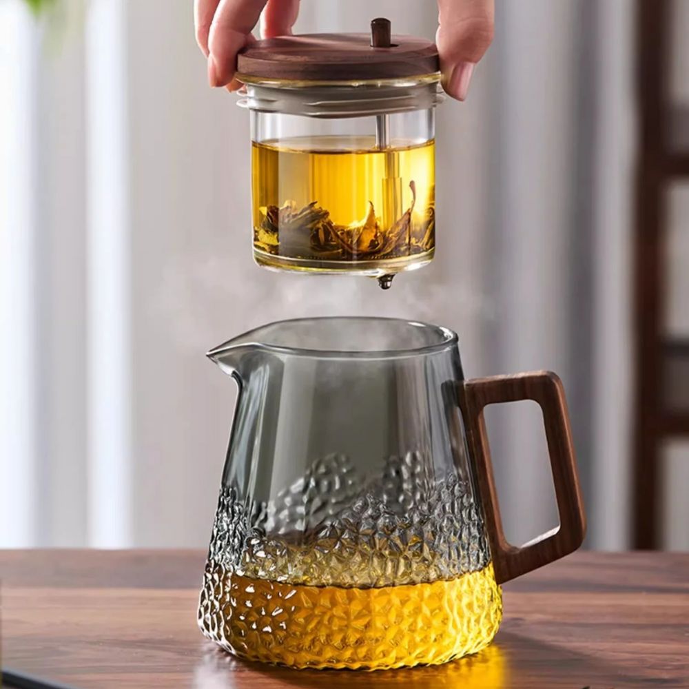 Théière en verre avec filtre couvercle magnétique