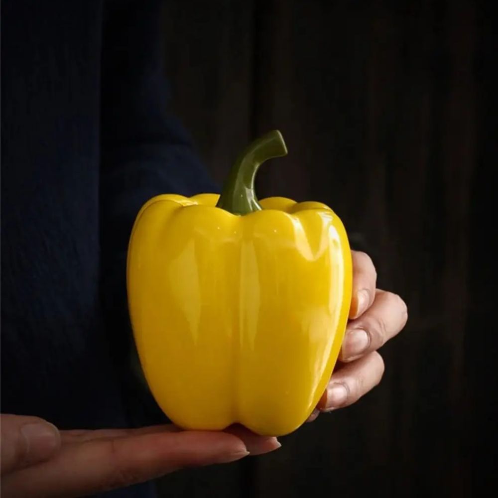 Boîte à thé en céramique forme piment ou fraise
