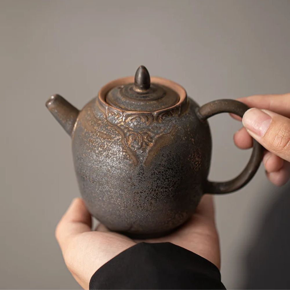 Théière japonaise en céramique émaillée artisanale