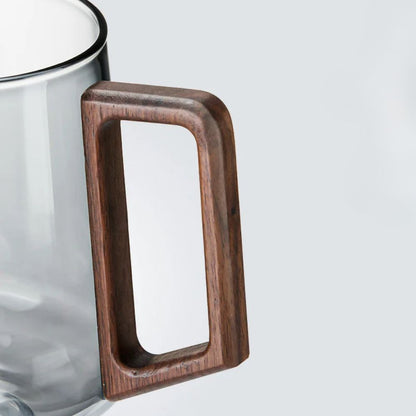 Tasse à thé en verre avec poignée bois