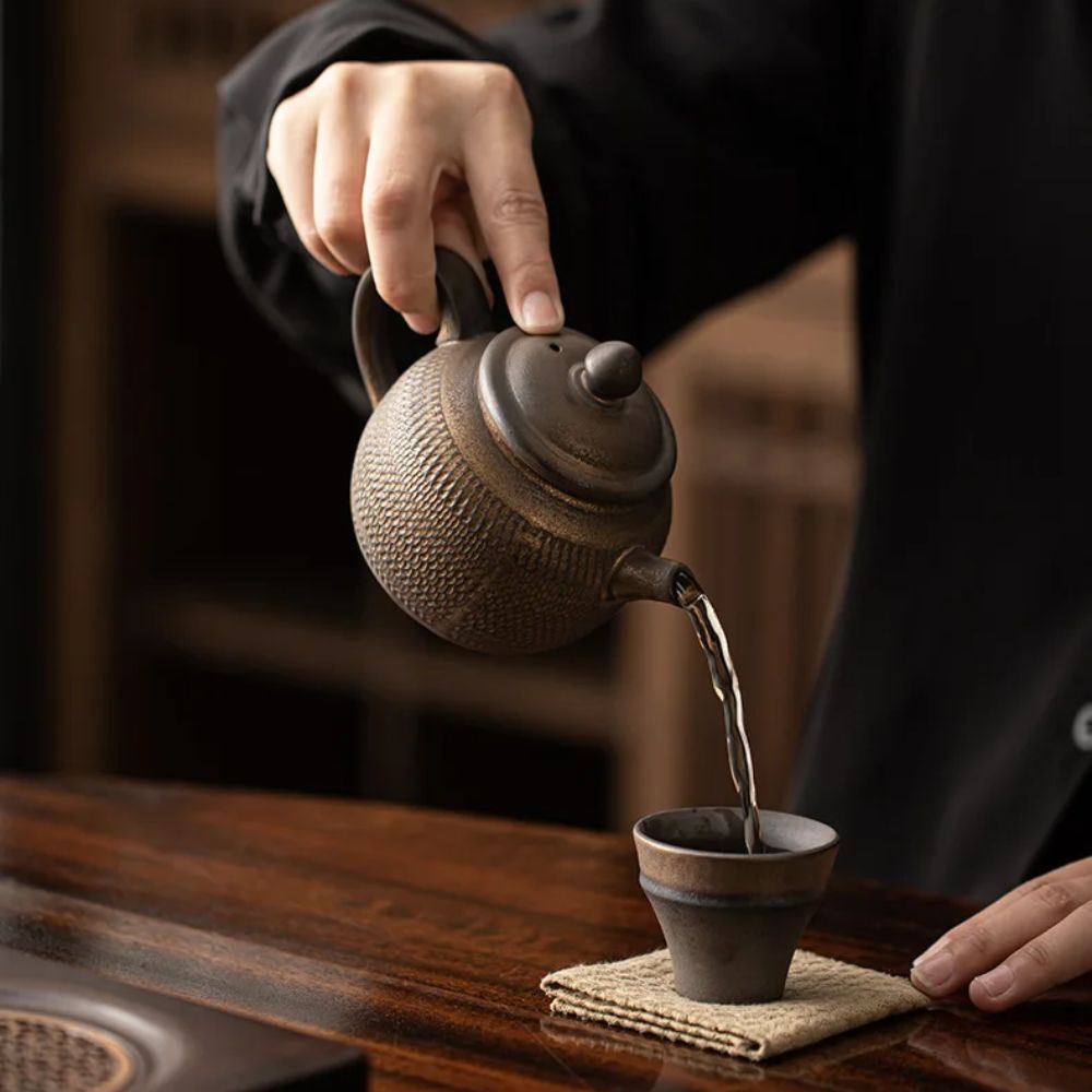 Théière japonaise en céramique émaillée artisanale