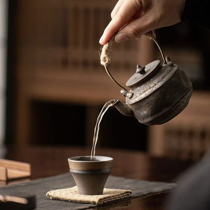 Théière japonaise en céramique émaillée artisanale
