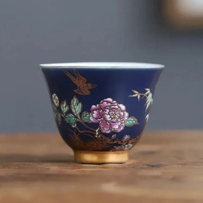 Tasse à thé en céramique dorée Gaiwan