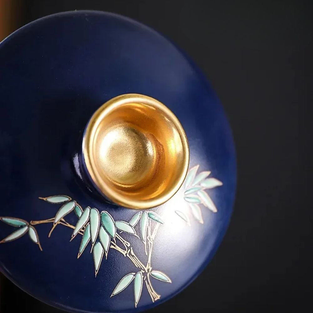 Tasse à thé en céramique dorée Gaiwan