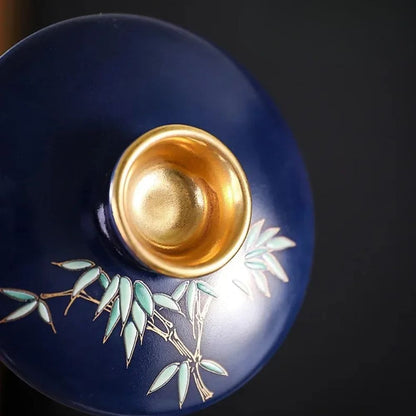 Tasse à thé en céramique dorée Gaiwan