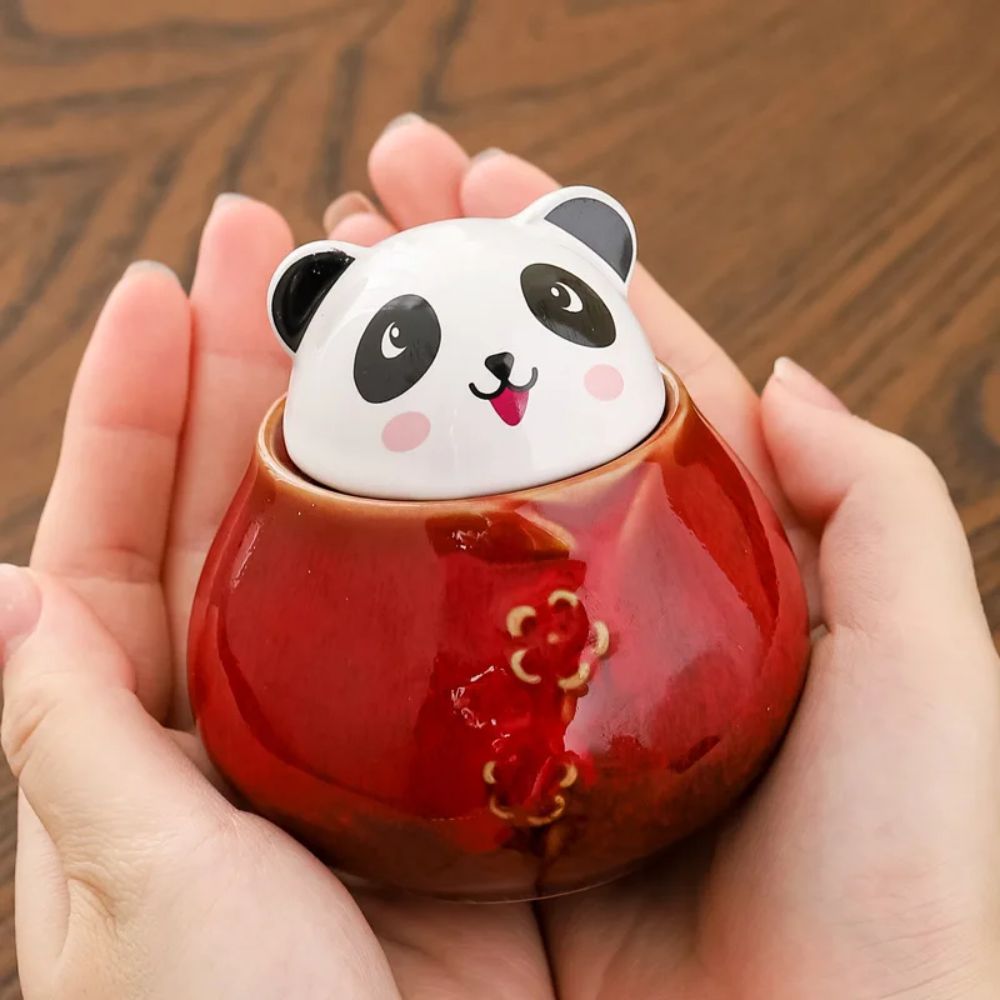 Boîte à thé en céramique motif panda décoratif