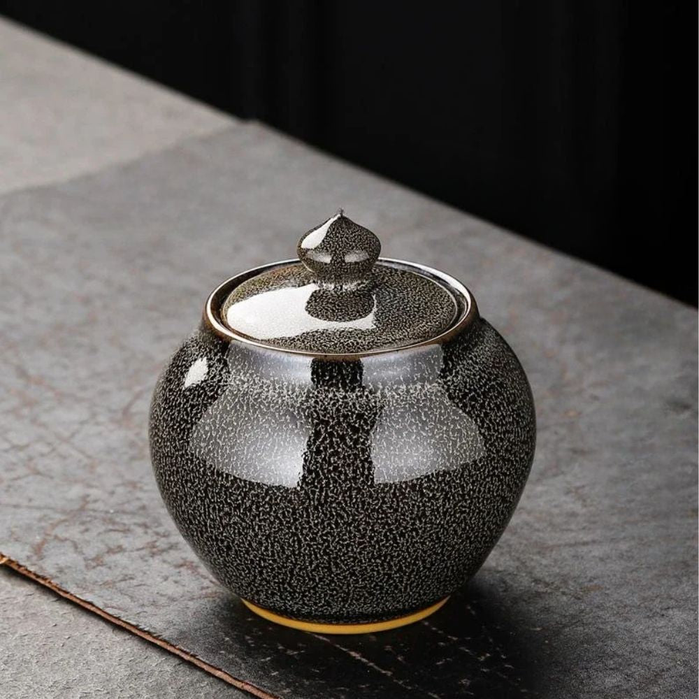 Boîte à thé en céramique texturée bocal hermétique décoratif