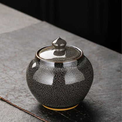 Boîte à thé en céramique texturée bocal hermétique décoratif
