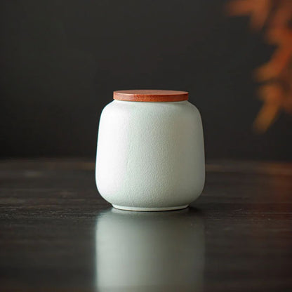 Boîte à thé en céramique avec couvercle bois petit format