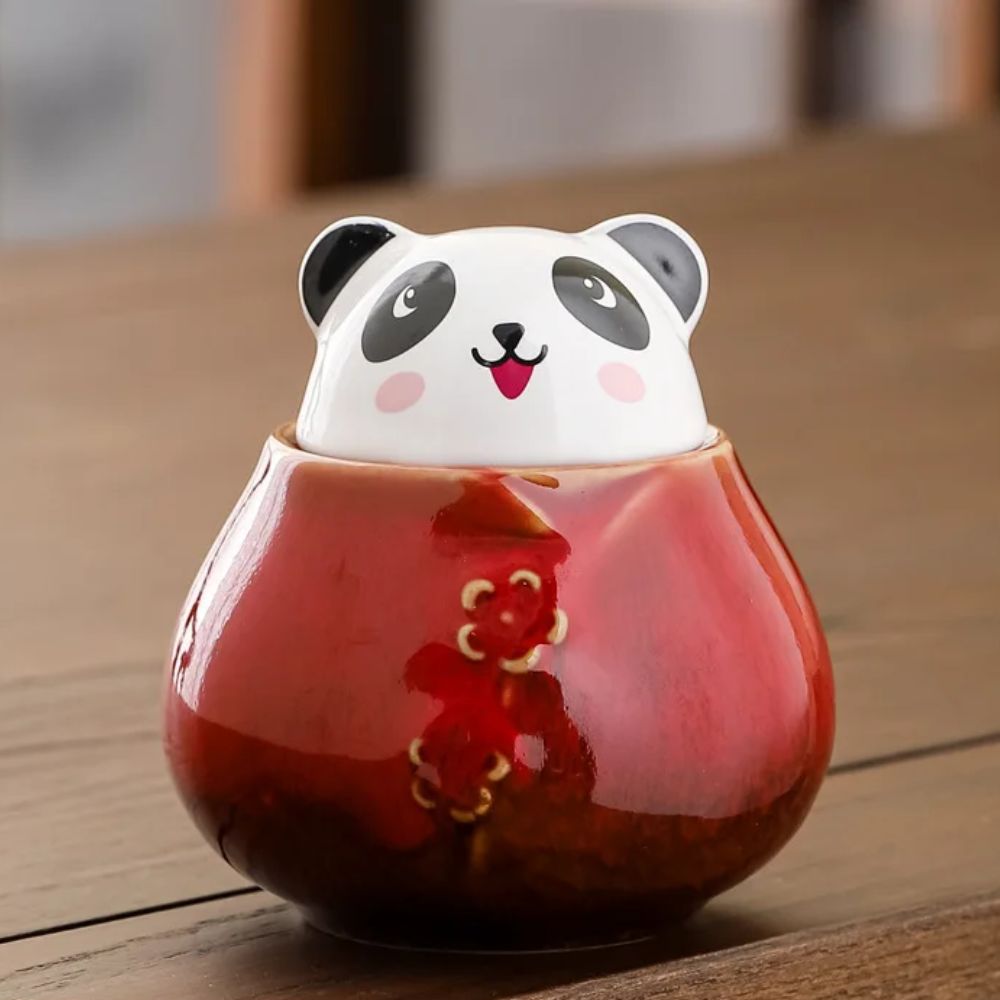 Boîte à thé en céramique motif panda décoratif