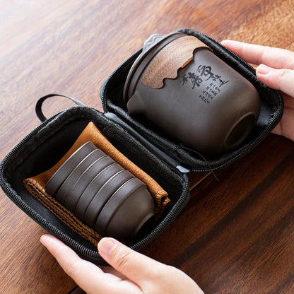 Service à thé de voyage argile violette