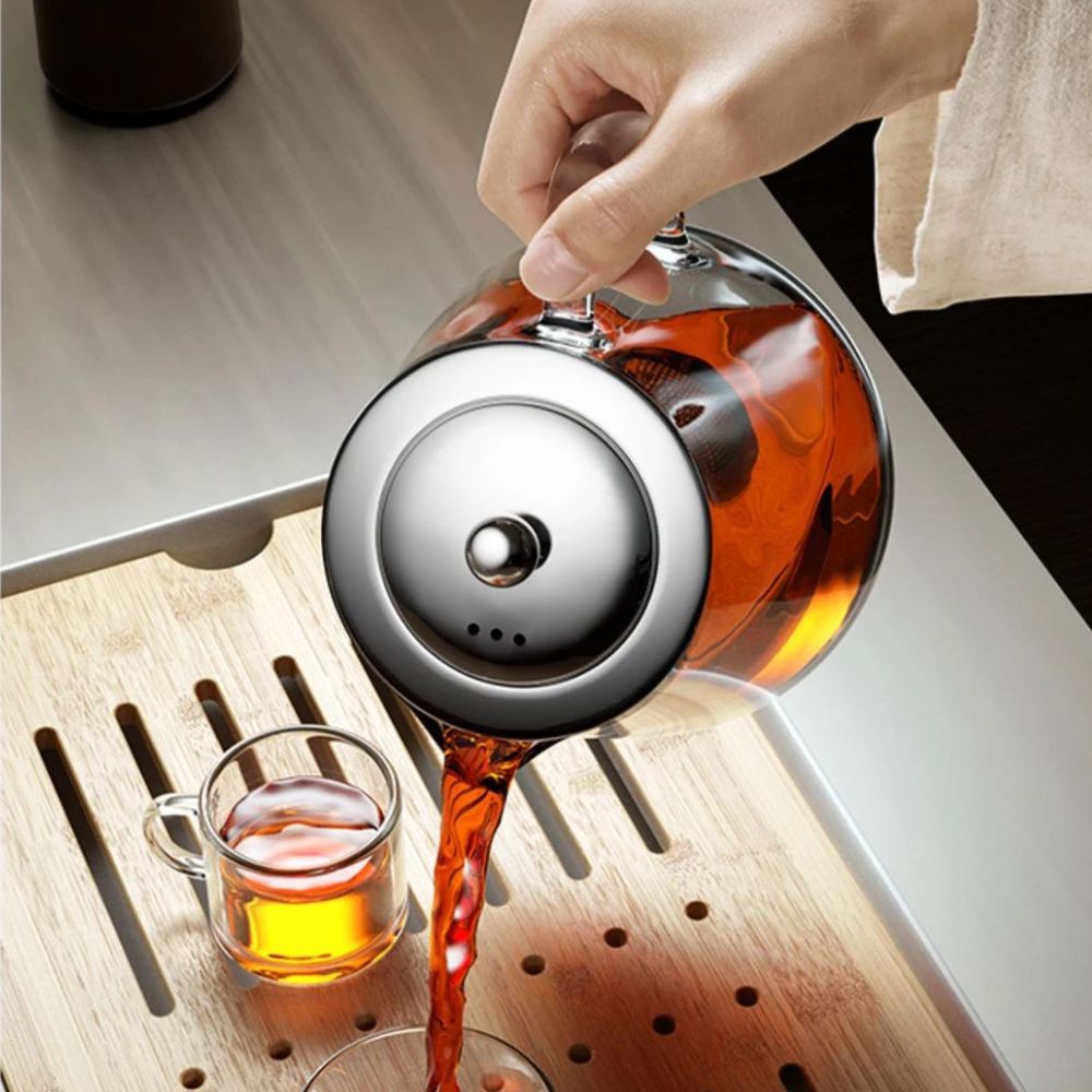 Théière en verre borosilicate avec filtre inox intégré