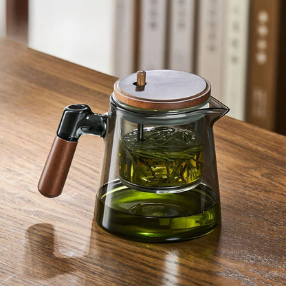 Théière individuelle à filtre intégré verre noyer
