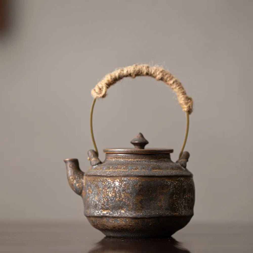 Théière japonaise en céramique émaillée artisanale