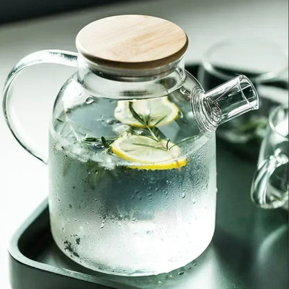 Théière en verre borosilicate avec couvercle bois