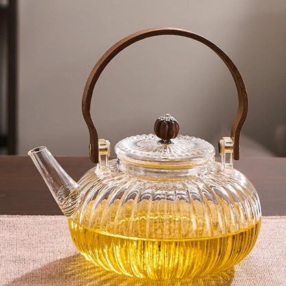 Théière en verre avec filtre vapeur design transparent