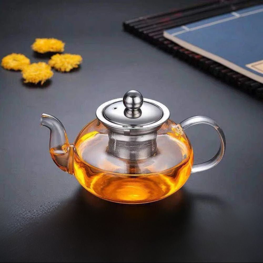 Théière en verre avec infuseur inox résistant à la chaleur