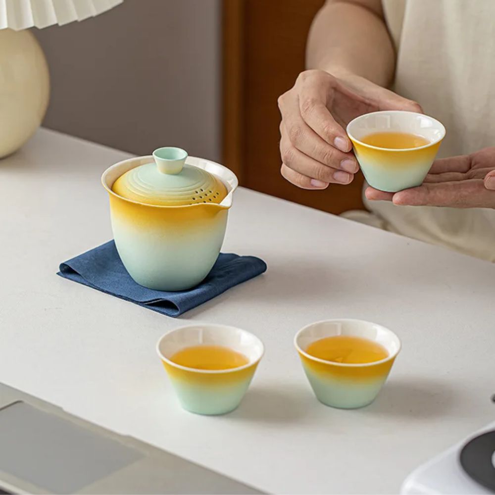 Service à thé portable en porcelaine céramique kit de voyage