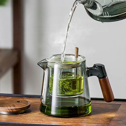 Théière individuelle à filtre intégré verre noyer