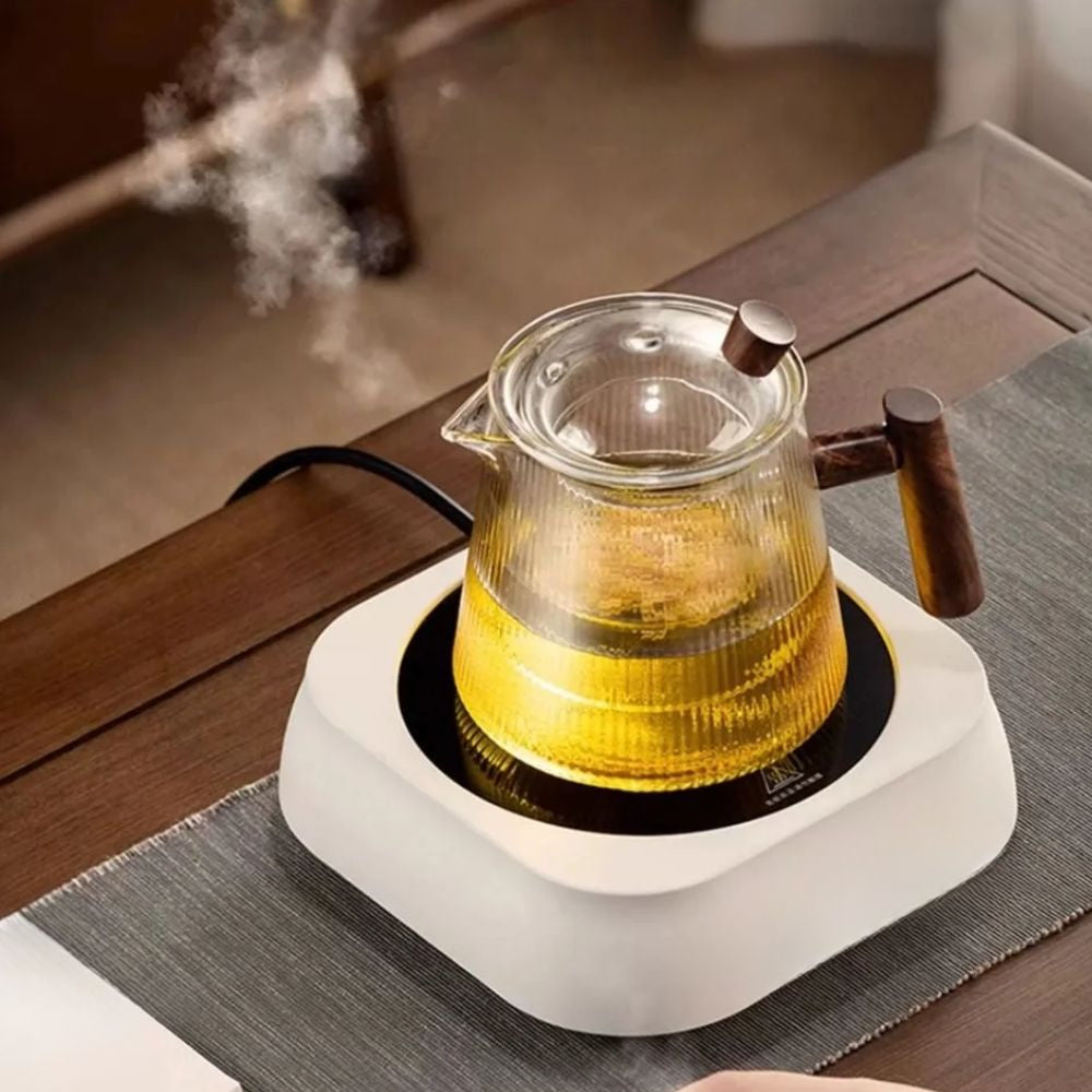 Théière en verre borosilicate couvercle bois