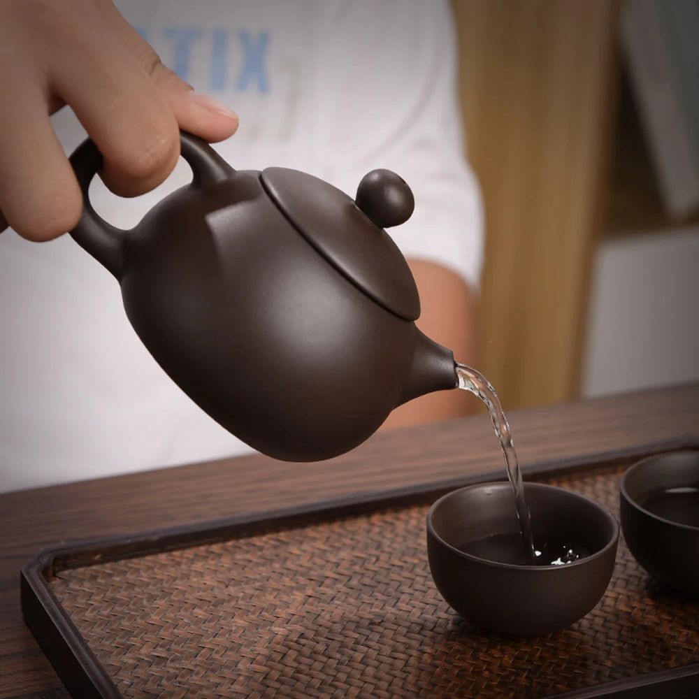 Service à thé de voyage en argile violette