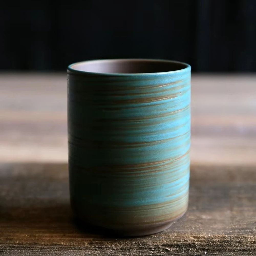 Tasse à thé en grès craquelé peint à la main style vintage zen