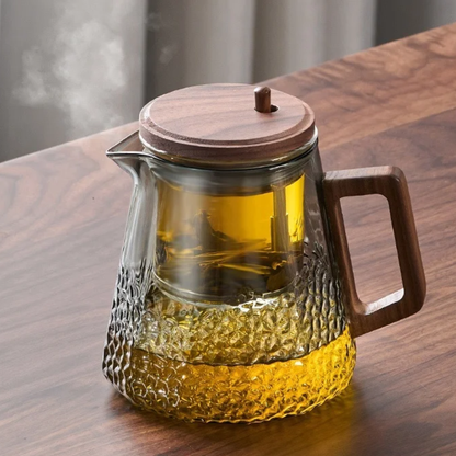 Théière en verre avec filtre couvercle magnétique