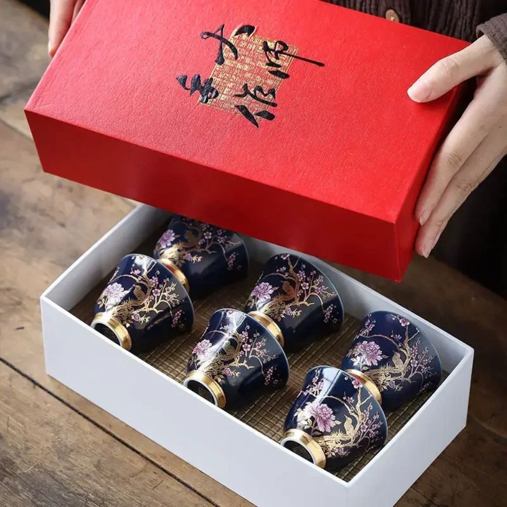 Tasse à thé en céramique dorée Gaiwan